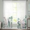 Pastoral Style Flowers And Eucalyptus Trees Sheer Curtains Bedroom Living Room Voile Window Curtains Tulle Curtains for Kid Room