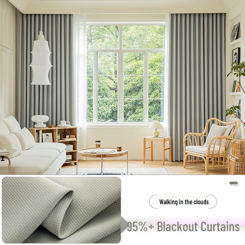 2025 Dual-Sided Blackout Curtains - Rice Grain & Pea Cotton for Living Room, Bedroom, Balcony
