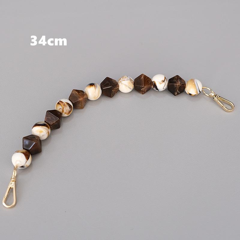 Nytt tillbehör för kvinnaväska Brun Beige Akrylhartspärlor Lyxiga handgjorda armband för kvinnor Ersättningsväska Handtagskedja