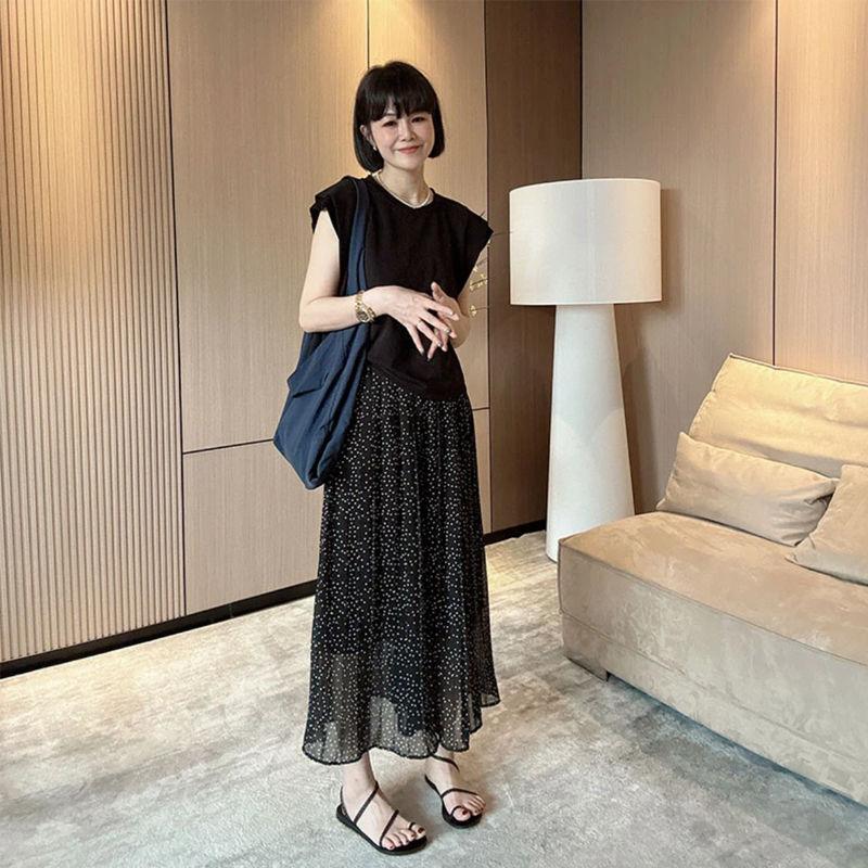 Culottes de Chifón con Lunares para la Moda de Verano de Mujer Pantalones Elegantes