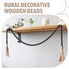 A20F-Wood Bead Garland Farmhouse Decor Wooden Beads With Tassel Boho Wall Rustic Home Coffee Table Decor Prayer Beads
