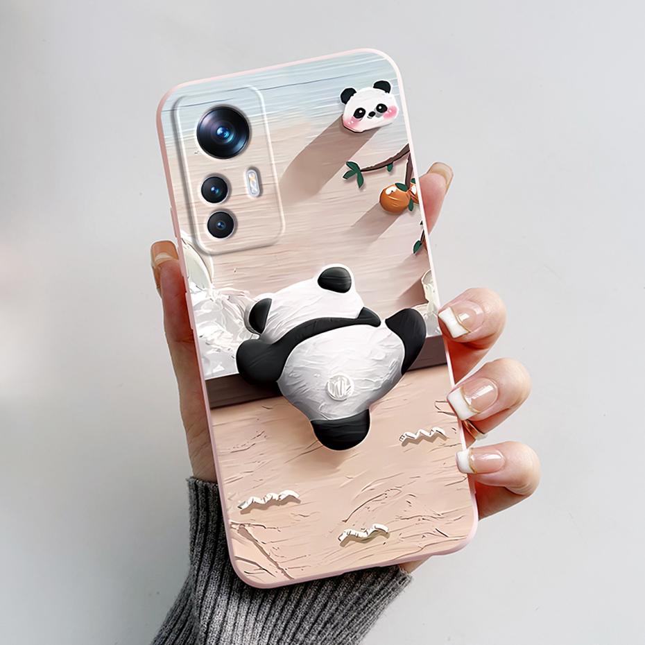 For Xiaomi Mi 12T 12 T Pro Case Cute Panda Liquid Silicone Phone Cases For Xiaomi Mi 12T 12 Mi12 T 12X Lite Pro Soft Cover Case