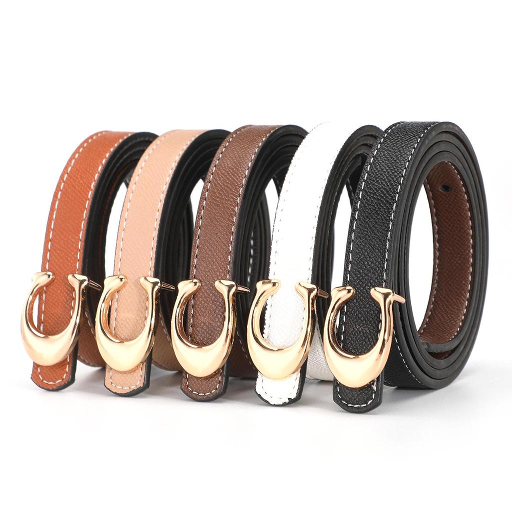 2025 Women's Fashion Alloy Buckle Thin Leather Belt for Jeans & Dresses
