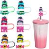 6 Pcs Mother’s Day Straw Cover Toppers 6 Designs Mom Straws Topper Caps Durable Silicone Straw Tip Lids 10mm Dust Proof Straws Lid Covers for 30 or