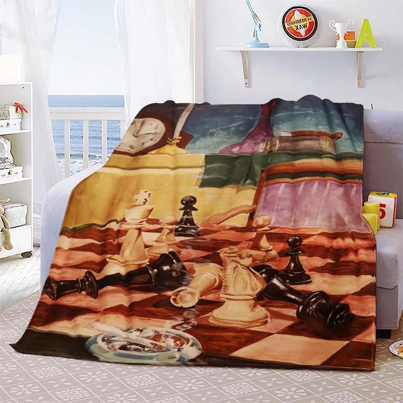 Chess Printed Flannel Blanket Chess Lovers Gift Blanket Blanket