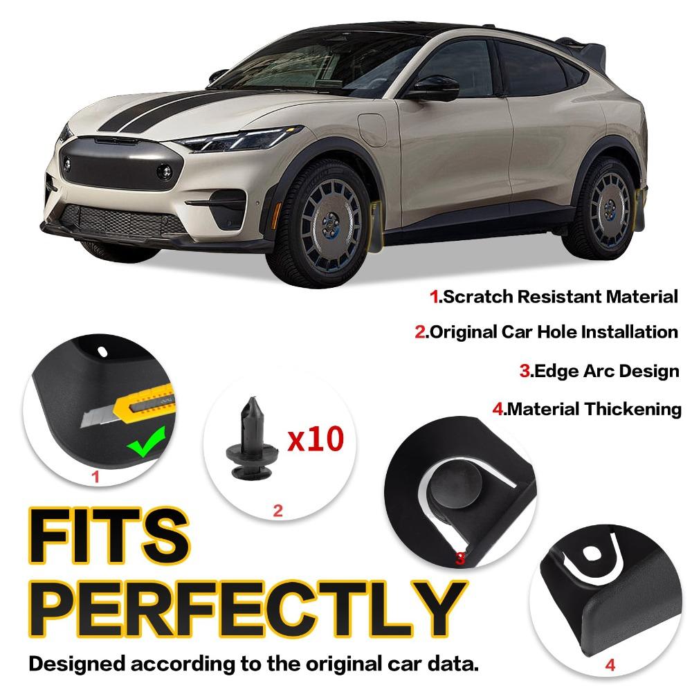 4PCS Mud Flaps for Ford Mustang MACH-E 2021-2025 Front Rear Mud Guards Splash Guards with Hardware Kit Car Accessories
