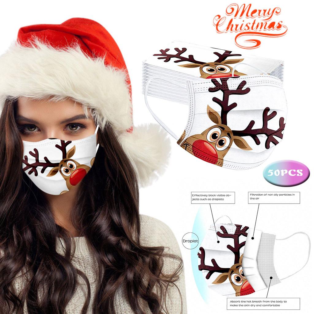 Adult Universal Disposable High-quality Christmas Printed Mask 50PC