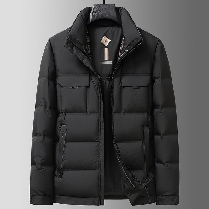 

Fall/Winter 2025 Middle-aged Business Casual Men s White Duck Down Jacket Short Stand Up Collar Warm Jacket Gray 195/4XL чорний