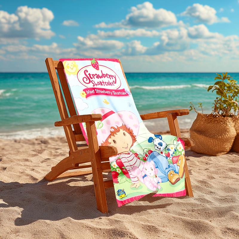 1pc Strawberry Princess3 Beach Towel, Comfortable and Thick, and Swimming/Bath/Picnic/Camping Towel, Suitable for Seaside Beaches