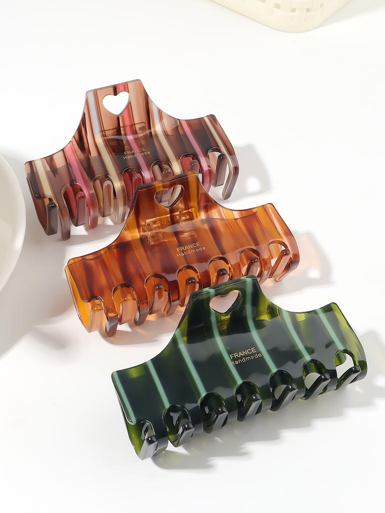 Niche High-end Love Stripe Acetate Grab Clip Female Retro Temperament Back of the Head Coiled Hair Shark Clip Half Tie Hairpin