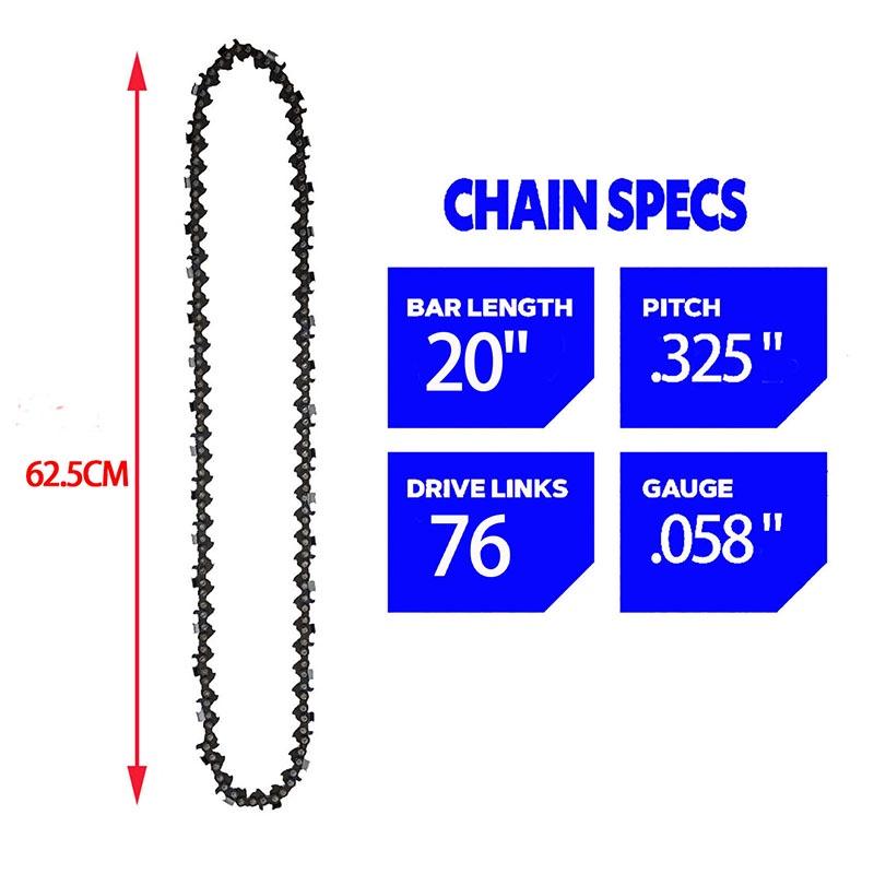 

1/2/3/4 шт 20 дюймов 76 приводных звеньев бензиновая цепная пила, лезвие цепи высокой прочности карбид запасные части аксессуар 1PCS