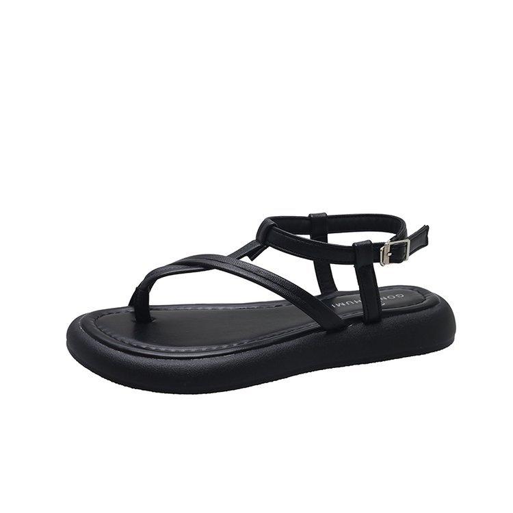 Fairy Style Flat-bottomed Fashion Set-toed Roman Sandals Women's 2025 Spring and Summer New Cross-pinched Soft-soled Beach Shoes