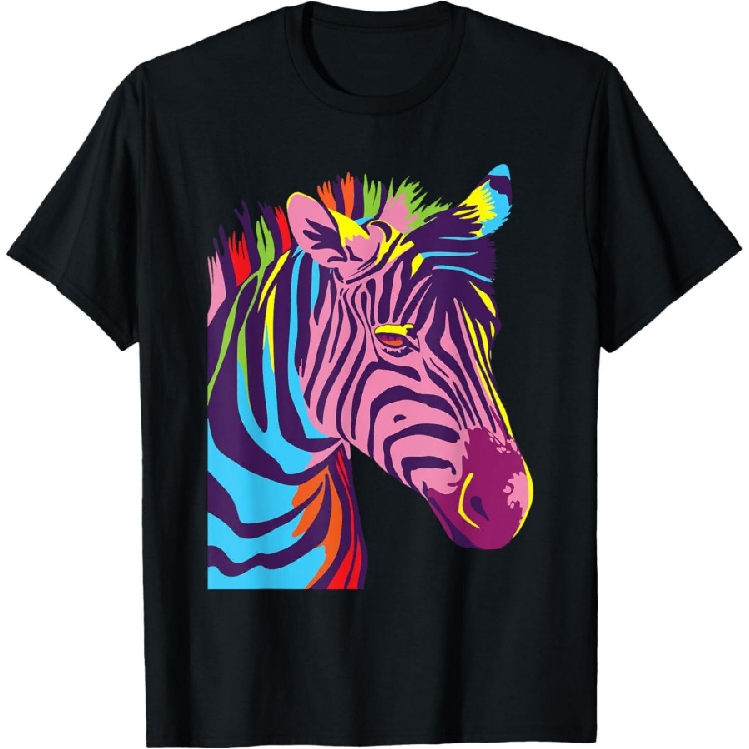 Colorful Zebra Head - Wildlife Biologist Zookeeper Zoologist T-Shirt S