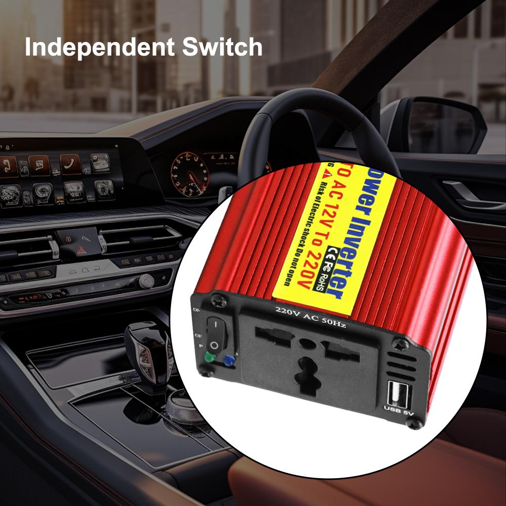 Car power inverter DC/AC converter universal AC socket with USB charger port 200W cigarette lighter plug/clip adapter DC 12V to AC 220V