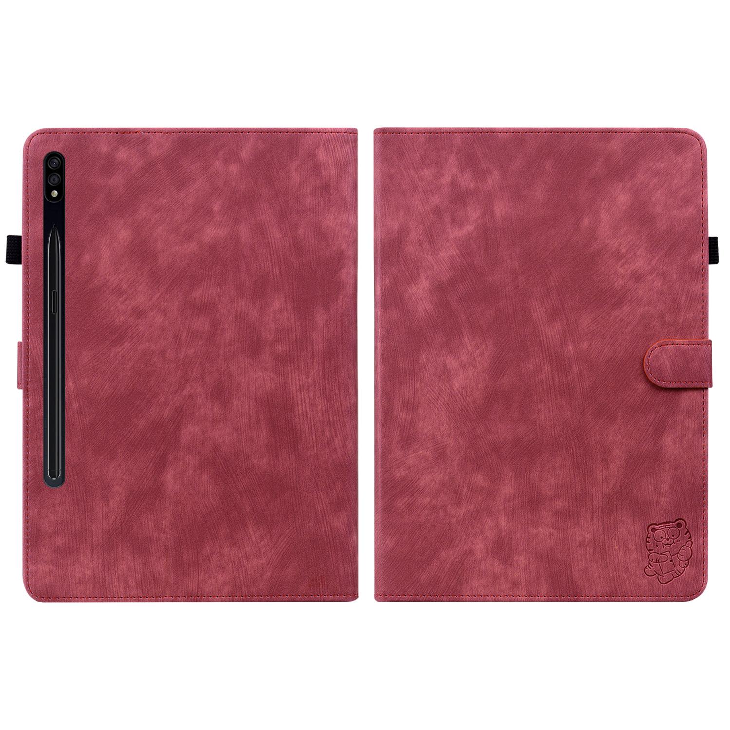 

For Samsung Galaxy Tab S10+/S9+ Imprinted Cute Tiger Pattern Tablet Case PU Leather Card Holder Stand Cover Black