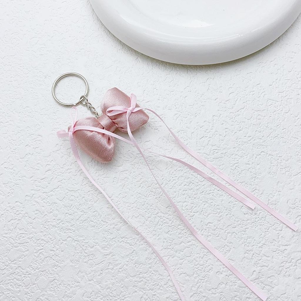 Fashion Ribbon Bowknot Keyring 3D Butterfly Knot Pendant Keychain Colorful Phone Lanyard Multifunctional Bag Accessory