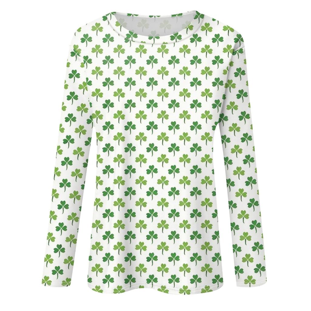 Women's Everyday Casual Long Sleeve St. Patrick's Day Printed O-Neck Top