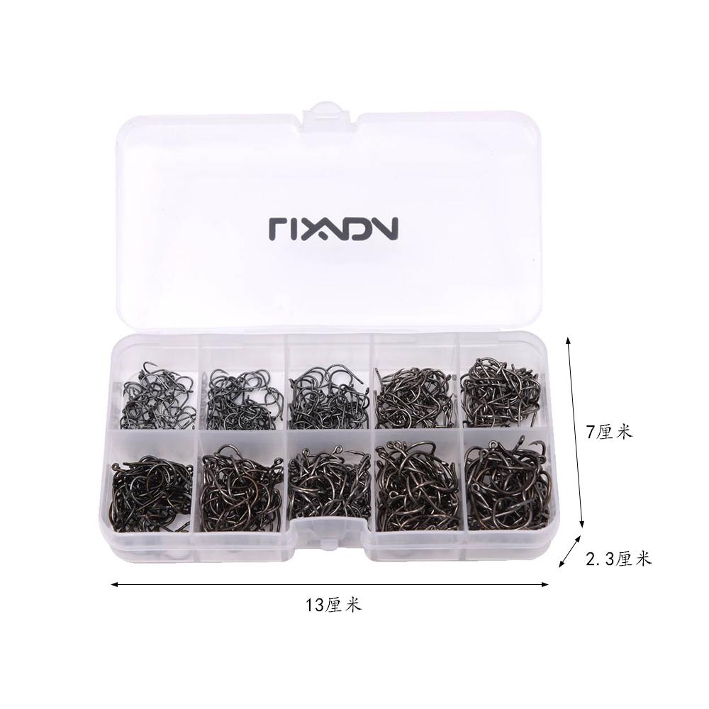 500pcs Carbon Steel Fishing Hooks 3# -12# 10 Sizes Fish Hooks with Hole Fishing Tackle Box