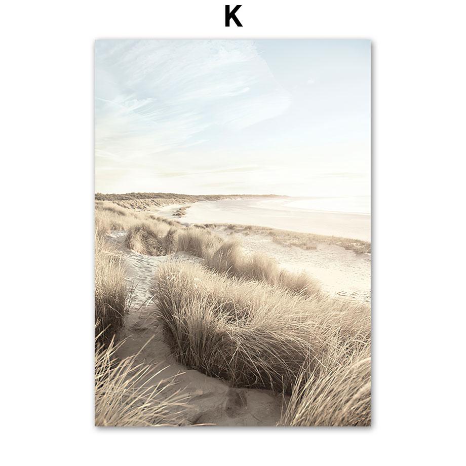 Landscape Poster Farm Grassland Cattle Road Sign Sea Wave Reed Wall Art Print Canvas Painting Wall Pictures Living Room Decor