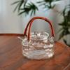 800ml Rattan Woven Handle Irregular Surface Heat-resistant Glass Teapot Boiling Flower Puer Oolong Tea Pot Kungfu Tea Set