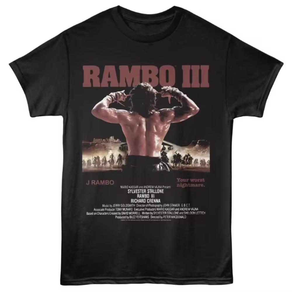 Rambo Print Tshirt Unisexs Summer Classic Action Movie Graphic Shortsleeved Casual Street Style Loose Fit Streetwear Graphic Top