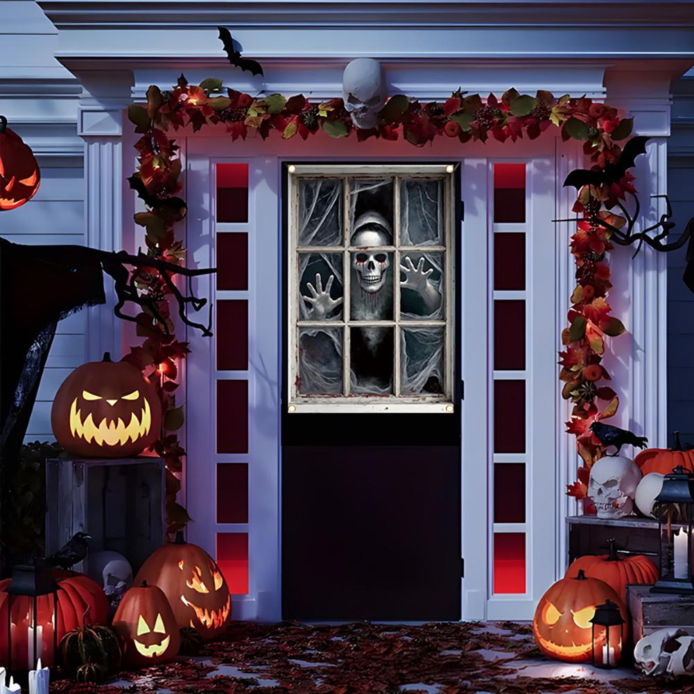Halloween Gruselige Fensterdekoration Schreckliche Deko 2D Geist Horror Gruselige Augen Banner Festival Fenster-/Türabdeckung Spukhausdeko Horror Hintergrund