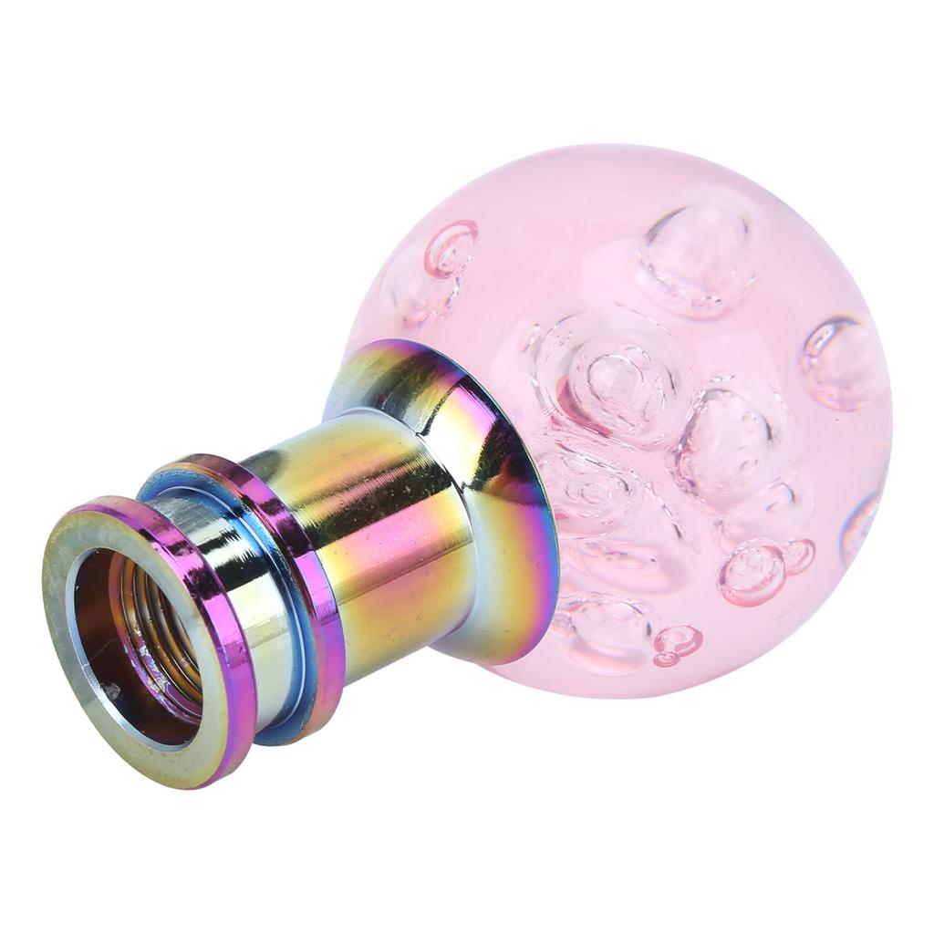 Manual Shift Knob Gear Stick Shifter Pink Crystal Bubble with 3 Threaded Adapters Universal