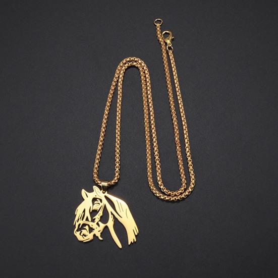 Horse Head Pendant Necklace Horse Silhouette Charm Necklace Women Men Zodiac Animal Necklace Jewelry Gift for Valentine's Day Birthday