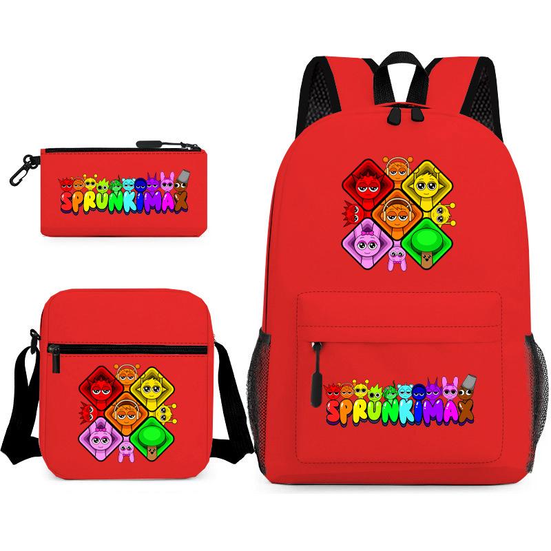 Rhythm box peripheral schoolbag sprunki cartoon starry sky backpack 3-piece set