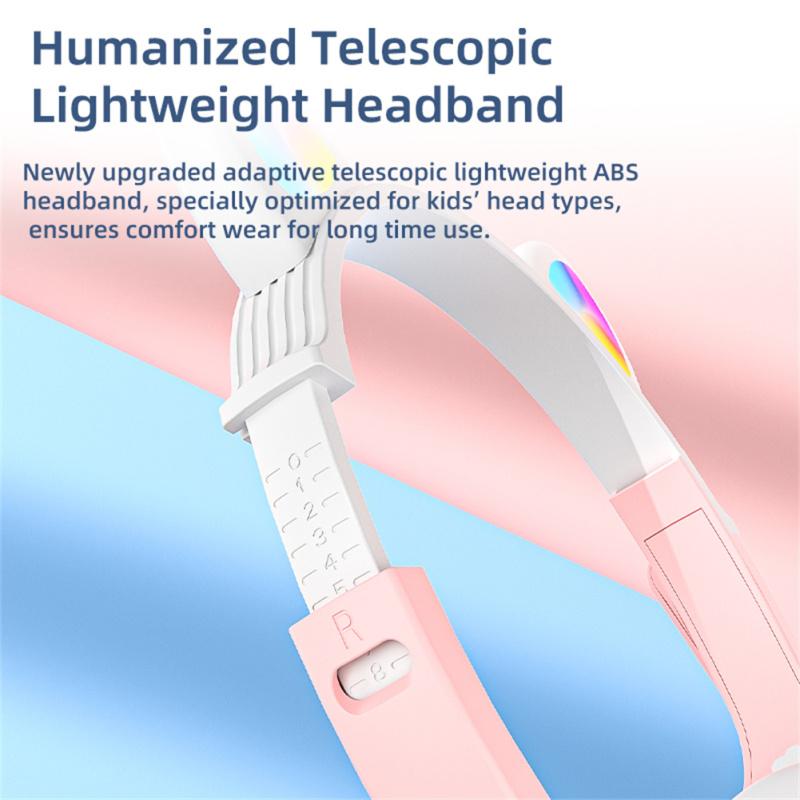 Luminous Led Cute Cat Ears Headphones Bluetooth-compatible Wireless Stereo Music Headset With