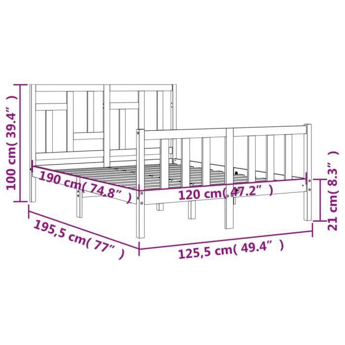 VidaXL Bed Frames with Headboard White Small Double Solid Wood 3193112