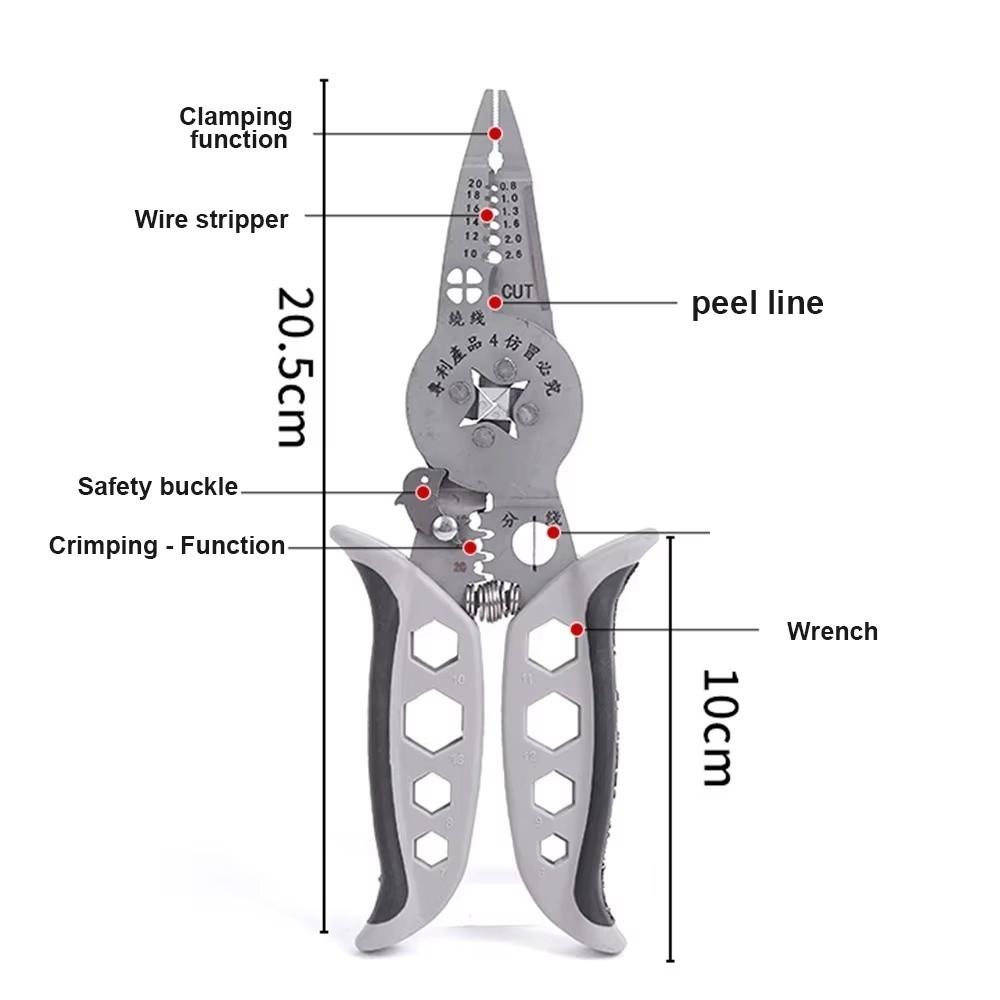 Multi-Purpose Wire Stripper Pliers Cutting Stripping Cable Wire Crimping Tool Crimping Separating Electrician Repair Tool