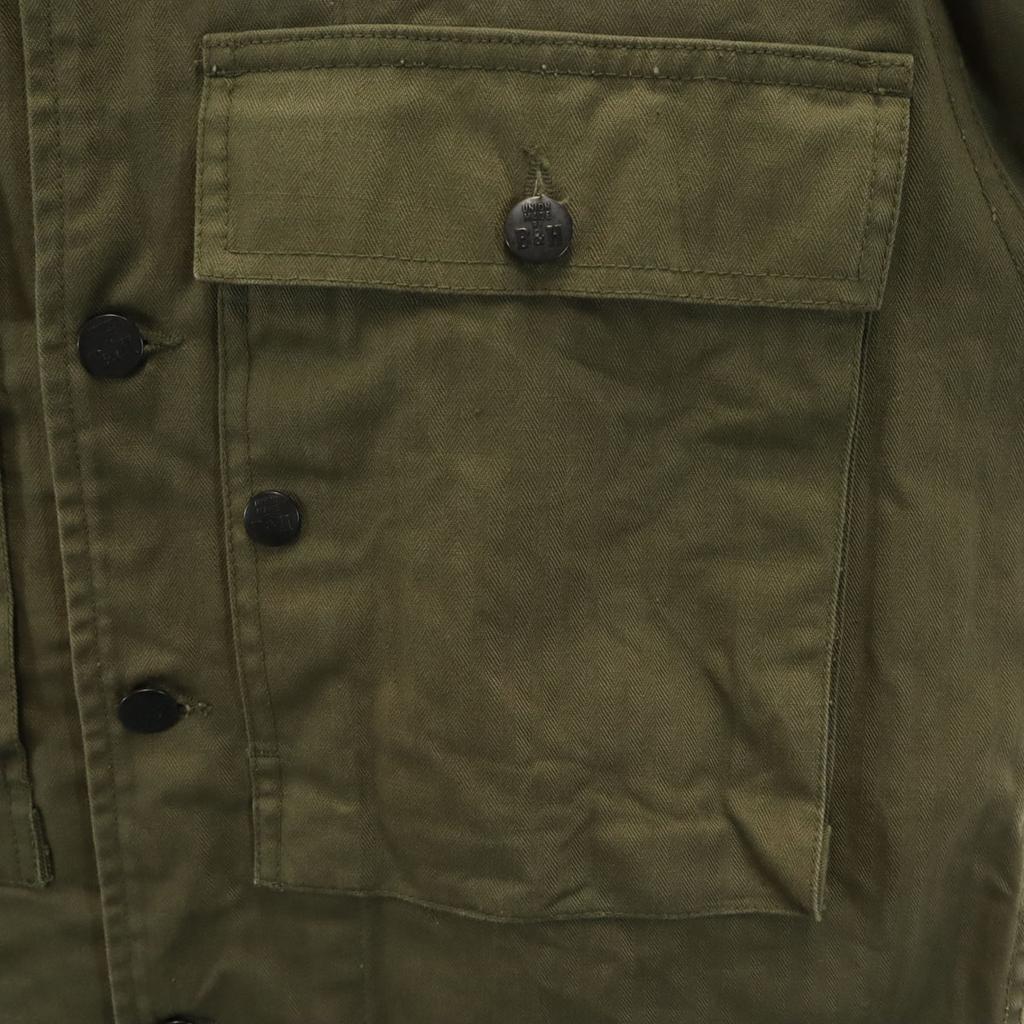 B&H sanforized Made in USA Herringbone Pattern Military jacket L khaki Men's Used