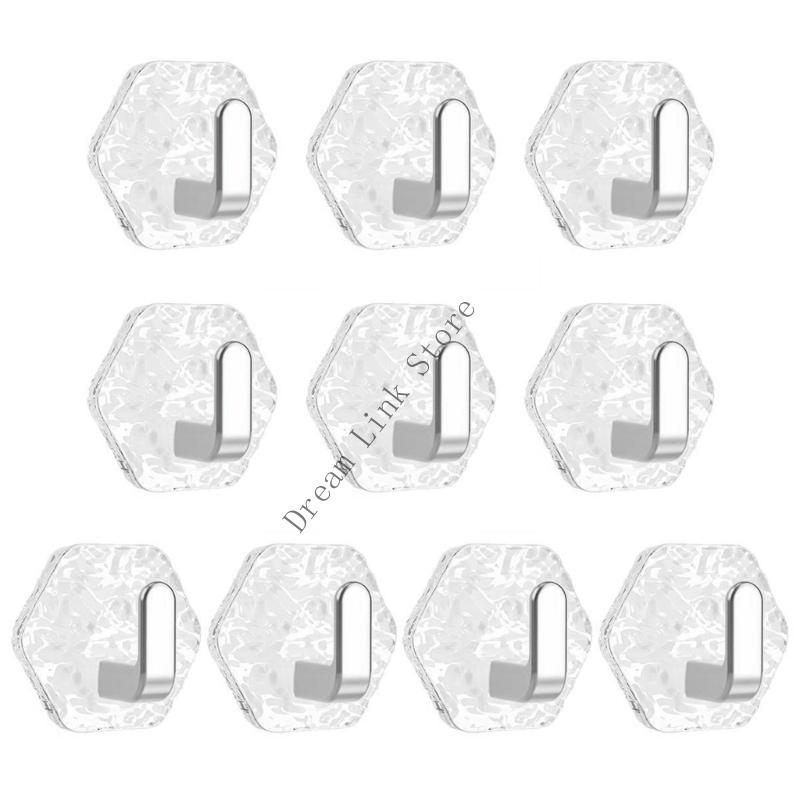 Q1FD 10Pcs Multipurpose Reusable Clear Adhesive Hook Industrial Without Residues Convenient for Shelves Door Closets