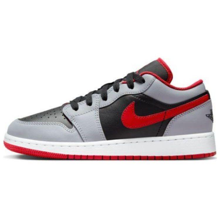 Air Jordan 1 Low GS Cement Grey White Fire Red 553560-060 38.5