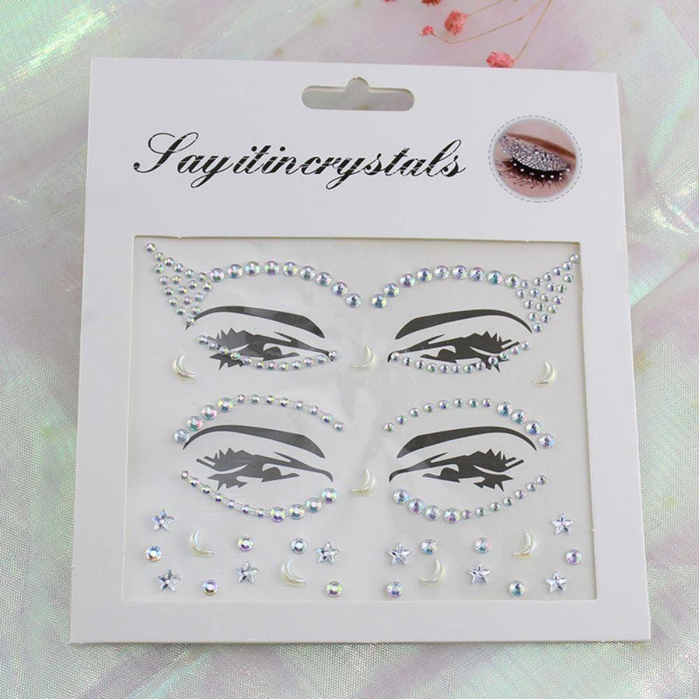 Fashion 3D Face Tattoo Crystal Sticker Fake Tattoo Temporary Tattoo Sticker  Girls