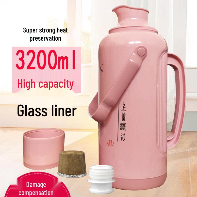 Leather-Covered Glass Liner Thermos Bottle for Dorms - Keeps Water Hot
