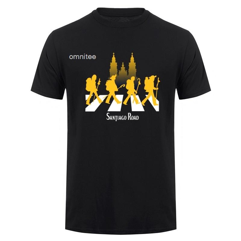 Buen Camino De Santiago St James Way Pilgrim Hiking Spain Tshirt Oneck Cotton Short Sleeve T Shirts Tops Hj116