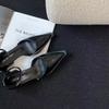Summer 2025 New Women Black Fashion Sandals Woman Heels Pumps Sexy Pointed Toe Sandalias Female Low Heels Shoes