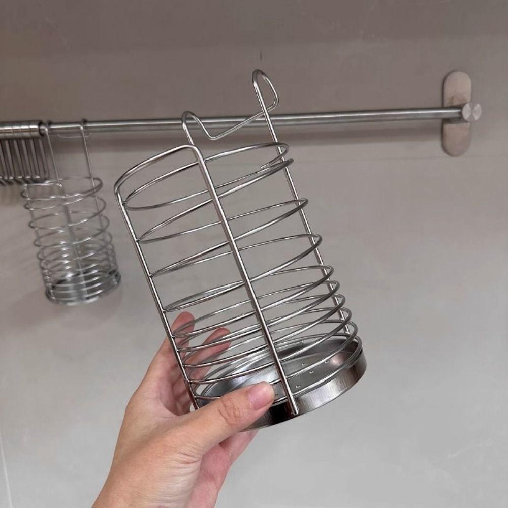 Stainless Steel Hanging Cutlery Holder Space Saving with Drain Holes Chopsticks Cage Rustproof Kitchen Drain Rack Home