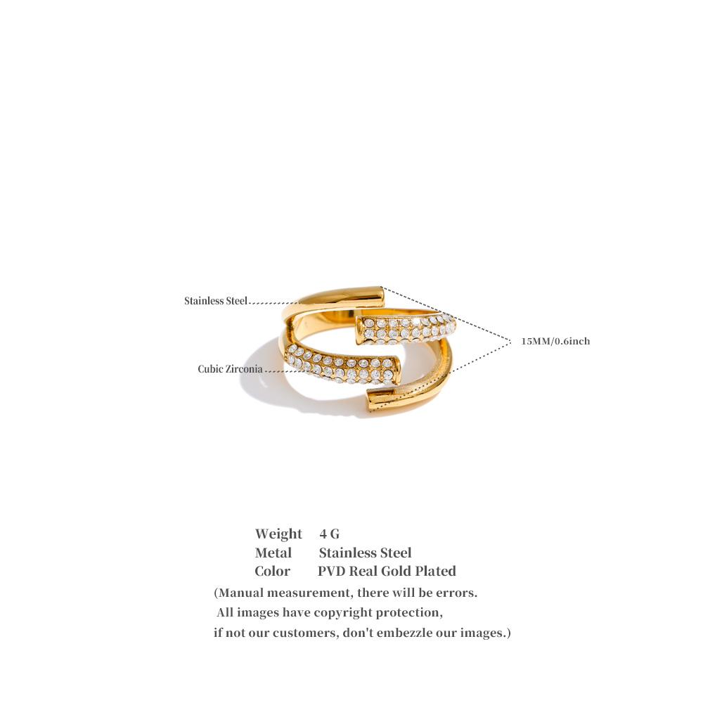 Eetit Stainless Steel Adjustable Zirconia Layered Ring for Women New Arrival Delicate Popular Fashion Modern Jewelry Recommend