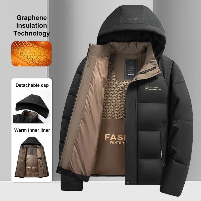 Warm Windproof Jacket Men Winter Comfortable Thickened Outdoor Hooded Overcoat Male Casual Clothes