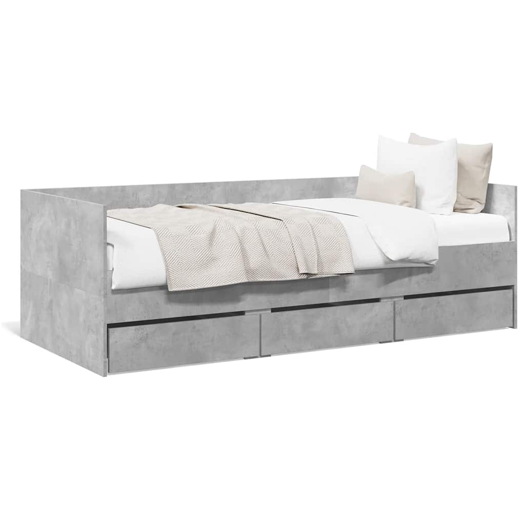 Daybed with Drawers Without Mattress Concrete Gray 90 x 190 cm