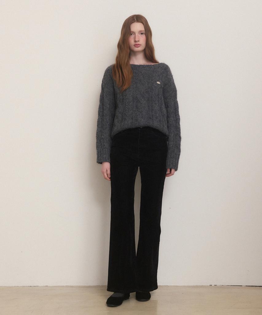 ADAUL Velvet Warm Boots Cut Pants - Black