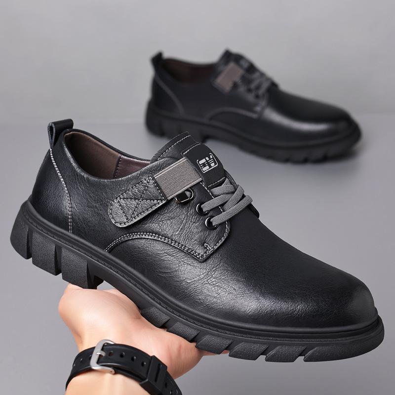 Men's Shoes Retro Men's Business Leather Shoes Slip-on Thick Bottom Work Shoes Trendy Casual Shoes Men's