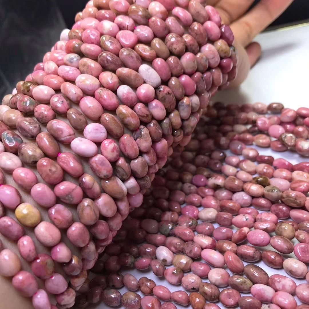 

Natural Morganite Irregular Shaped Semi-Finished Loose Beads Candy-colored irregular large particle strips diy Handmade accessories 8mm A rose stone on each