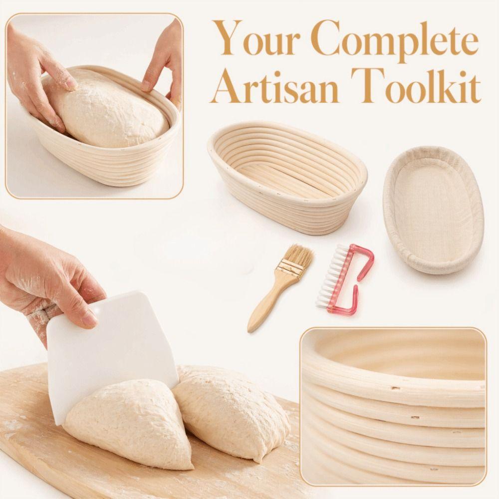 4pcs Oval Shape Sourdough Proofing Basket Bread Proofing Basket Set  Bread Dough Proofing