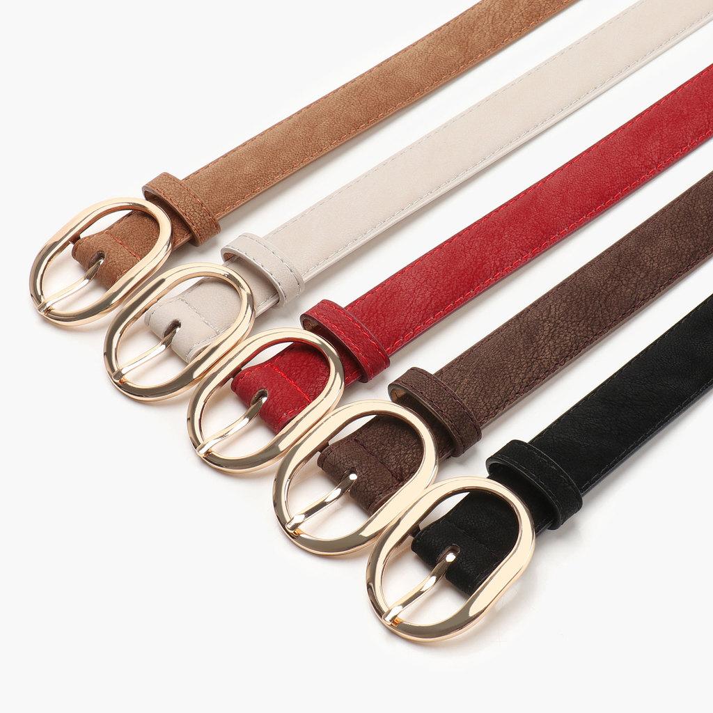 Classic Minimalist Pu Leather Belt With Alloy Buckle For Casual Women