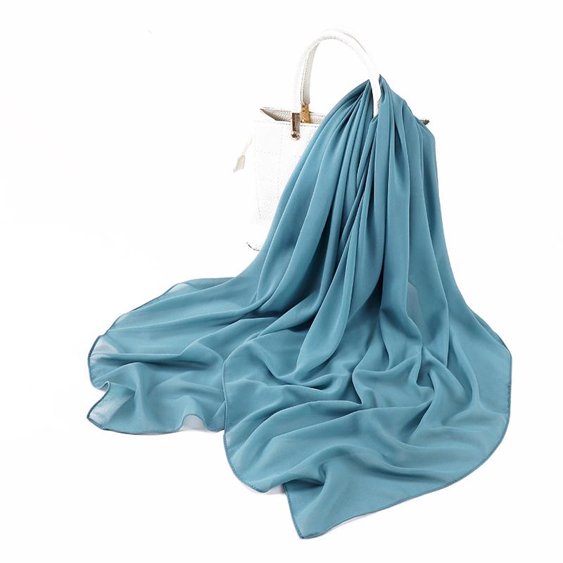 Muslim Chiffon Hijab Scarf for Women Big Solid Color Head Wrap for Women Hijabs Scarves Ladies Muslim Veil Jersey Hijabs Turban