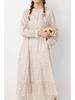 Spring Women's Mori Style Floral Cotton Linen Long Dress with Ruffle Patchwork